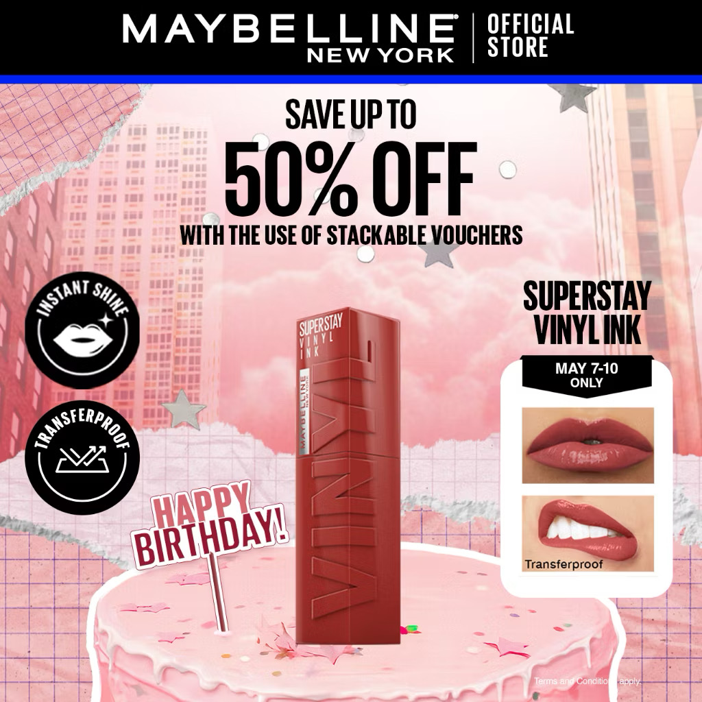 ￼Maybelline Superstay Vinyl Ink Liquid Lipstick - 16HR Long Lasting, Transferproof, Smudgeproof