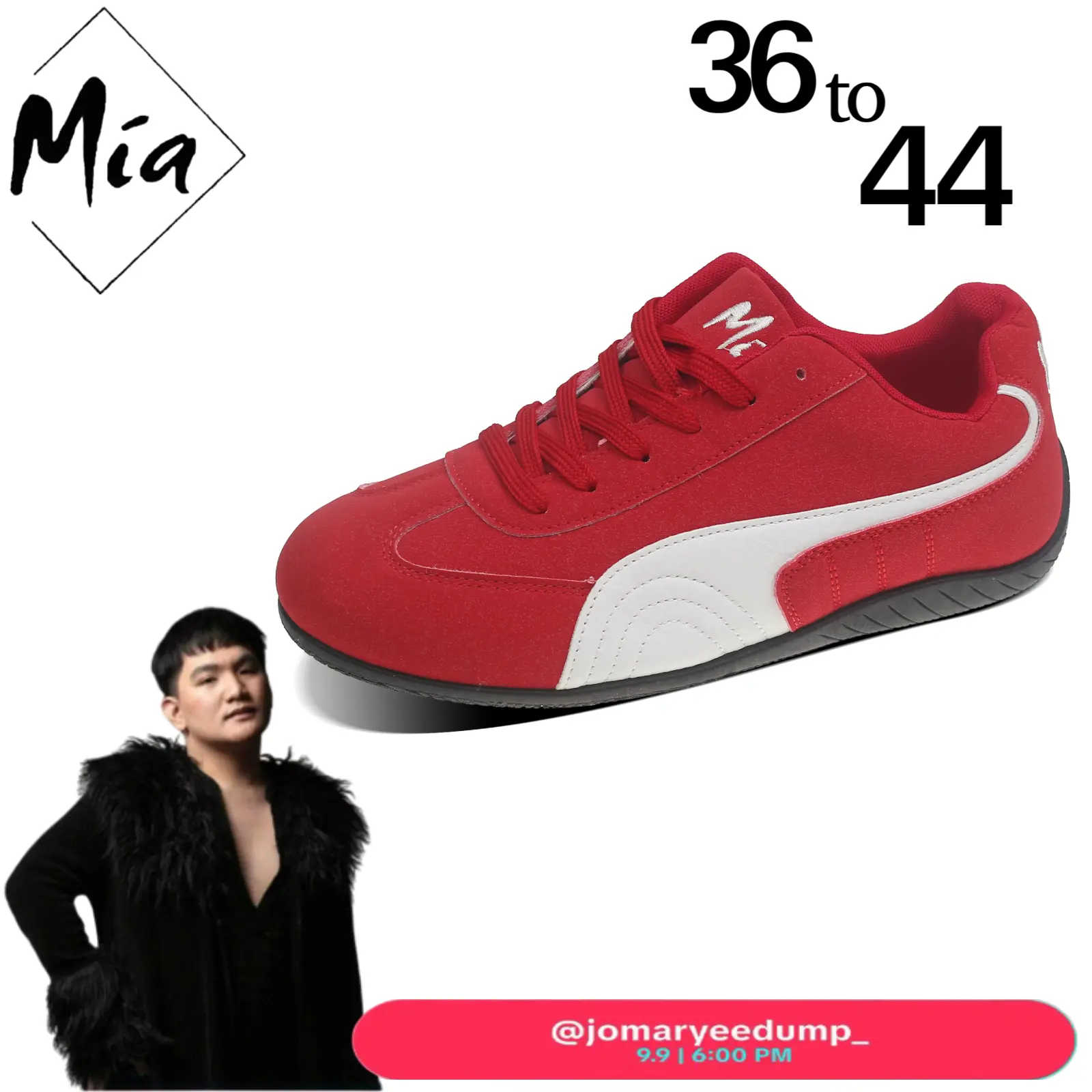 60% OFF MIA Red Sneakers for Men & Women Athletic Closed Runner Trainers for All Seasons Sizes 36 to 44 Sports Casual Footwear Racing Shoes