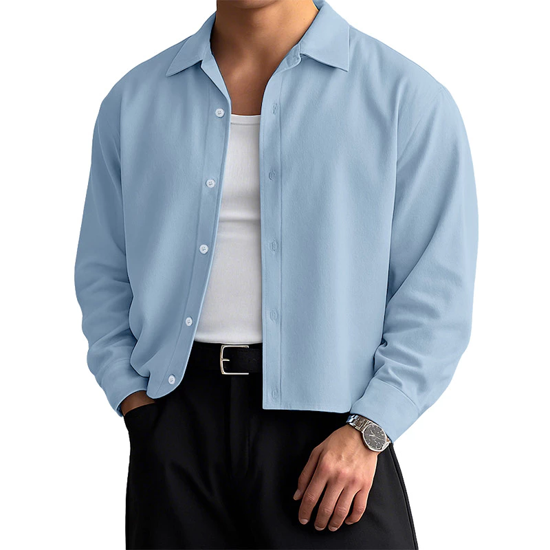45% OFF INCERUN Men Korean Business Casaul Turn-Down-Collar Long Sleeve Button Up Solid Shirts