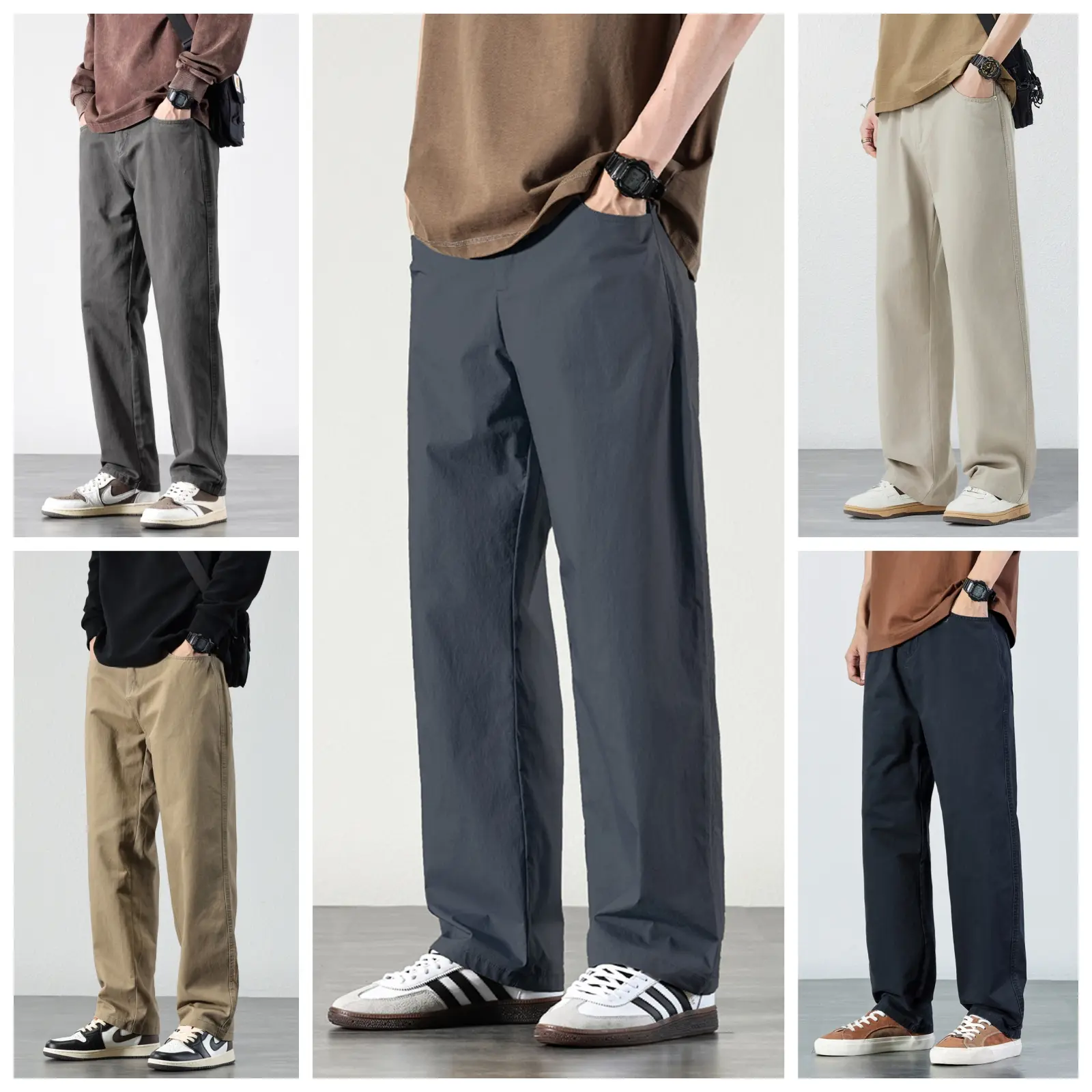 47% OFF [VICKY JEANS] 8 Colors Men's Cotton Elastic waist Straight Pants（No Elasticity）