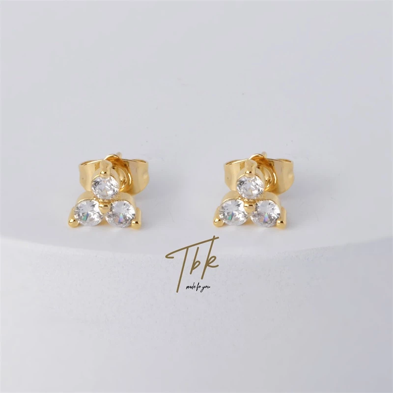 76% OFF TBK 18K Gold Cubic Zirconia Stud Earrings Accessories For Women 618E