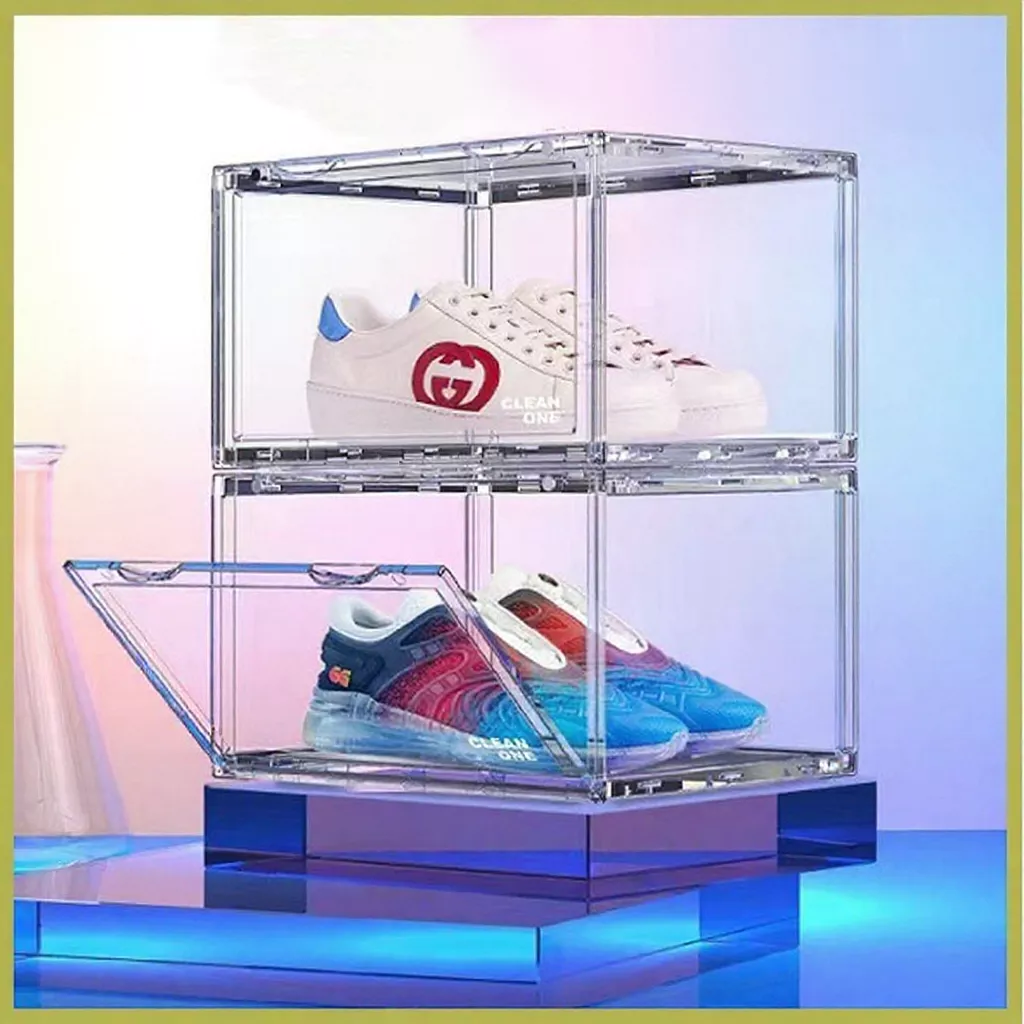 55% OFF Magnetic Acrylic Clear Shoe Box Organizer for Sneakers Storage Container