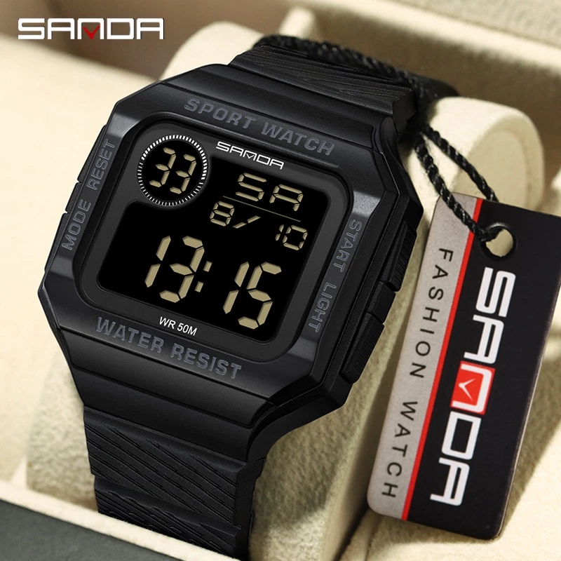 70% OFF SANDA Square Large Screen Stopwatch Fashion Luxury Casual Waterproof Watch Gift Men Watch 2129-16