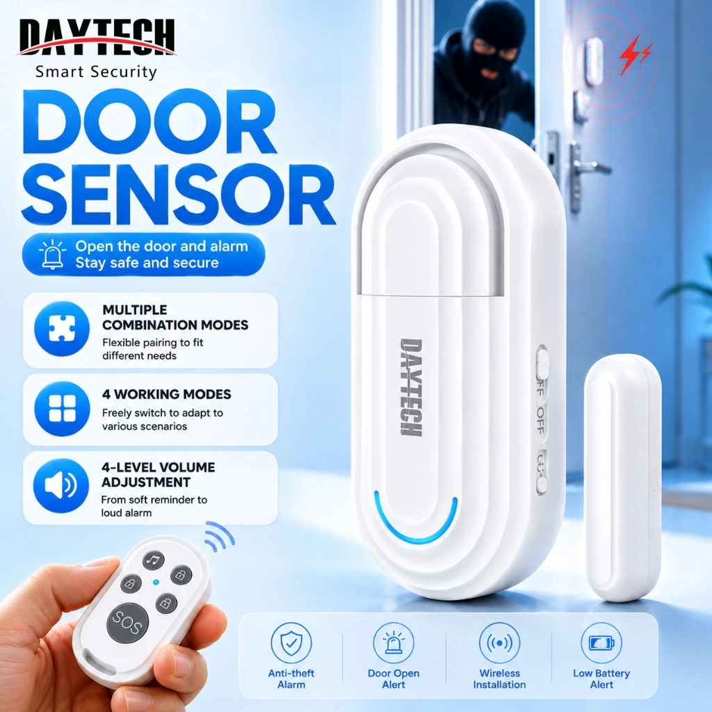 55% OFF Daytech Wireless Door Sensor With Remote Siren Alarm Anti-Theft Door Window Sensor Alarm 140dB For Home Door Entry Alarm For Office