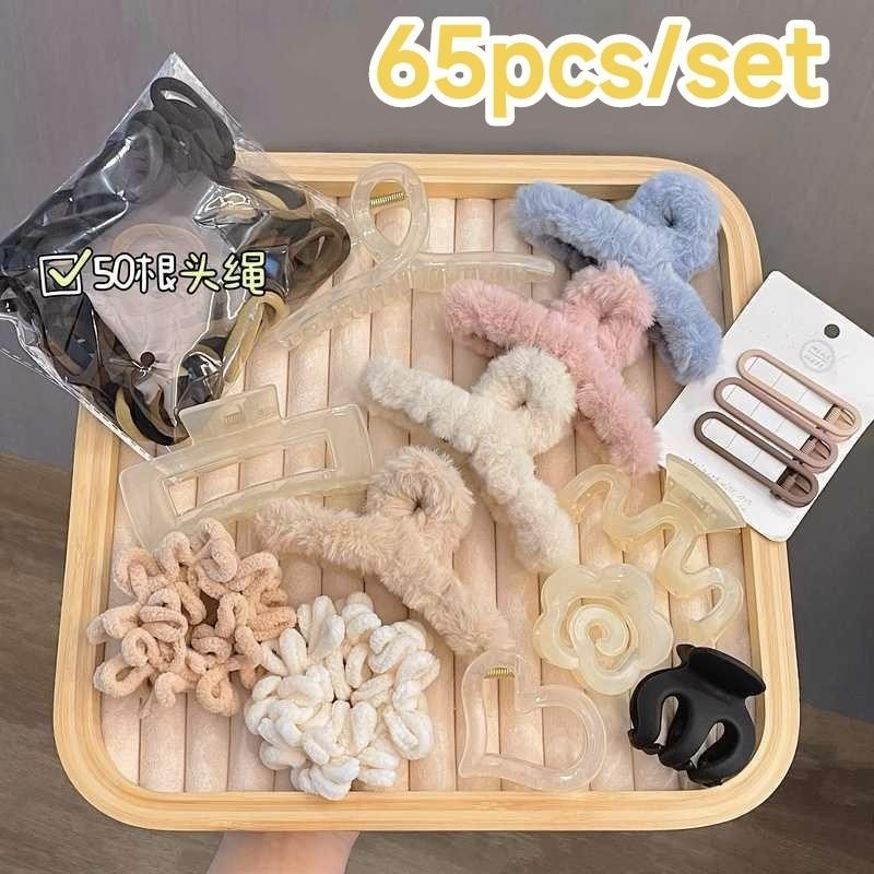 48% OFF 80pcs/set Korean Style Hair Clip For Women Hair Tie Stretch Rubber Hair Band Hair Claw Set Hair
