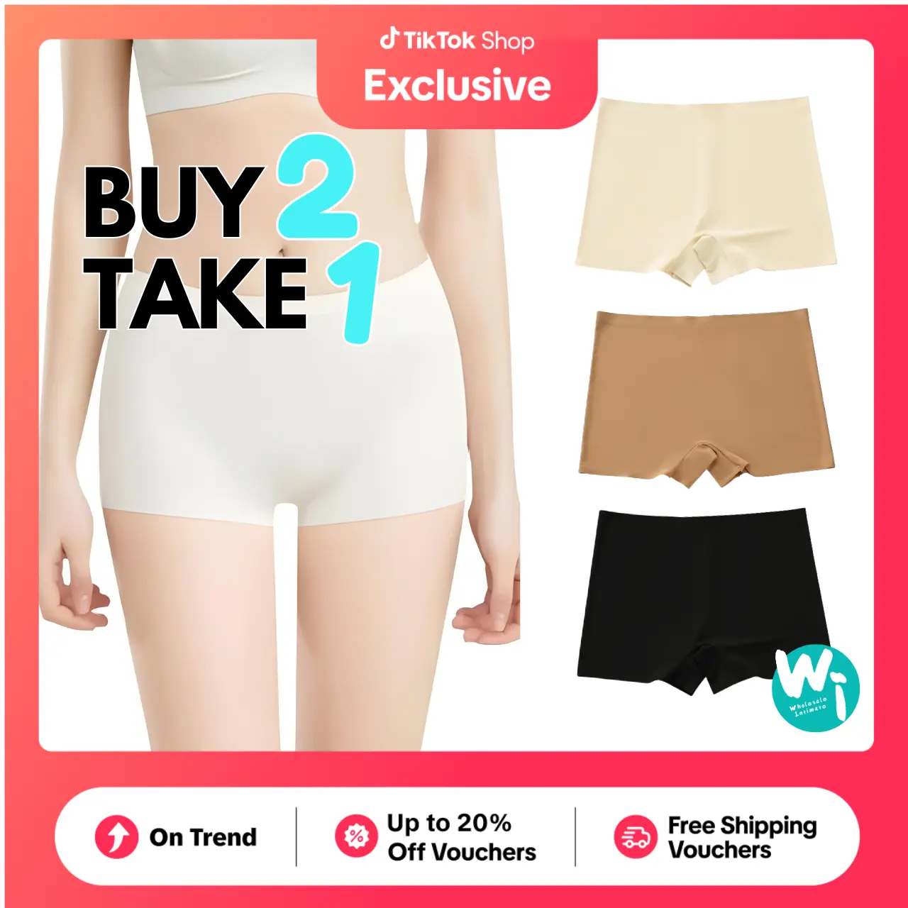 BUY 2, TAKE 1 WIS Regular Size Cycling Shorts Ice Silk Soft Seamless Cycling Safety Shorts Panty Boyleg for Women