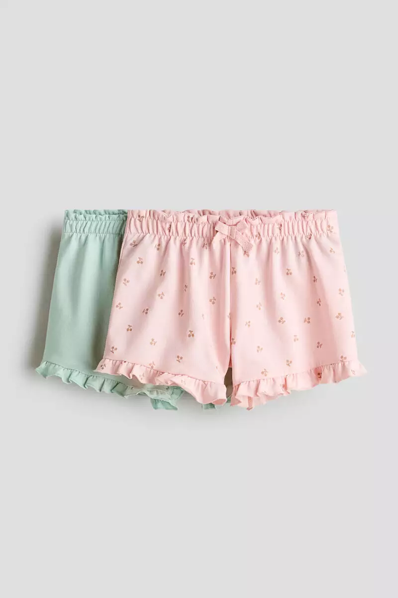 20% H&M OFF 2-pack frill-trimmed sweatshorts
