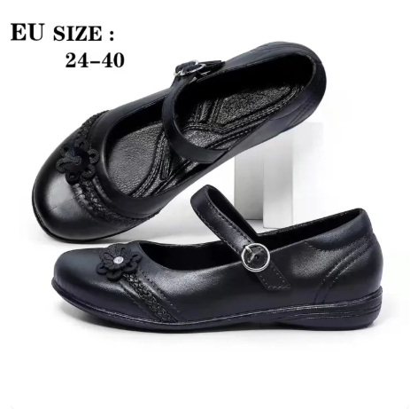 28% OFF New girls black school shoes for women and girls shoes Fashion work Shoes EU size: 24---40
