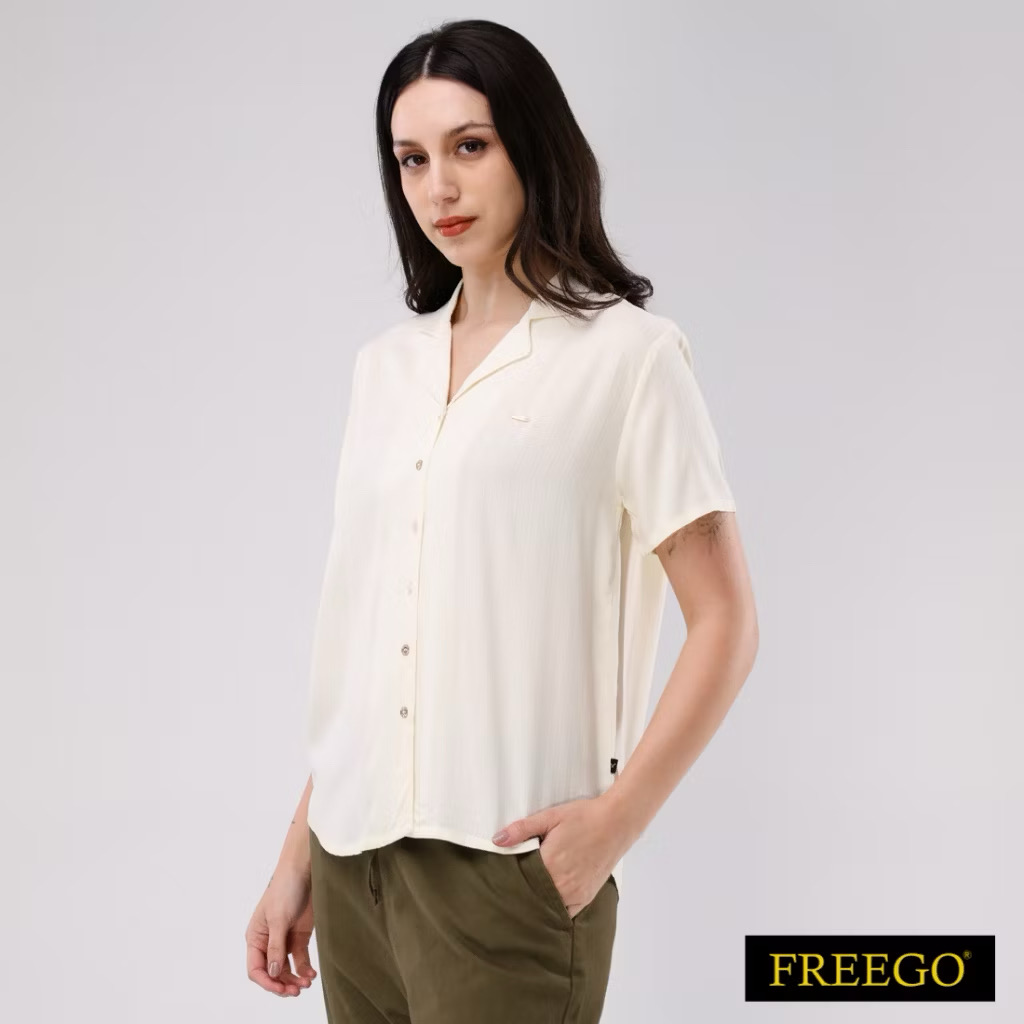 ￼60% OFF Freego Ladies Woven Textured Short Sleeves Blouse AST04-0404 [Blouse for women]
