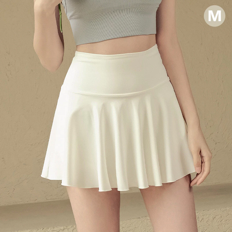 66% OFF Korean Summer Sports Fake Two-piece Short Skirt Women Running Yoga Skirt Tennis White Pleated Skirt S-L Size Vo