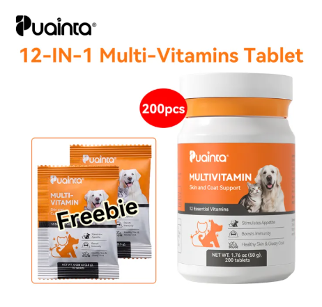 54% OFF PUAINTA MultiVitamin Tablets for Cat Dog Immunity System Hair Beauty Pet Health Supplements for Hair Loss Balanced Nutrition Promote Fur Growth