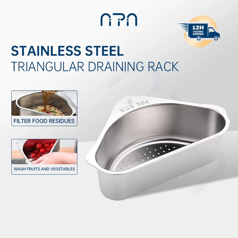 50% OFF Nipiin Kitchen Sink Drain Basket Sink Strainer Stainless Steel Triangle Basket Sink Food Strainer