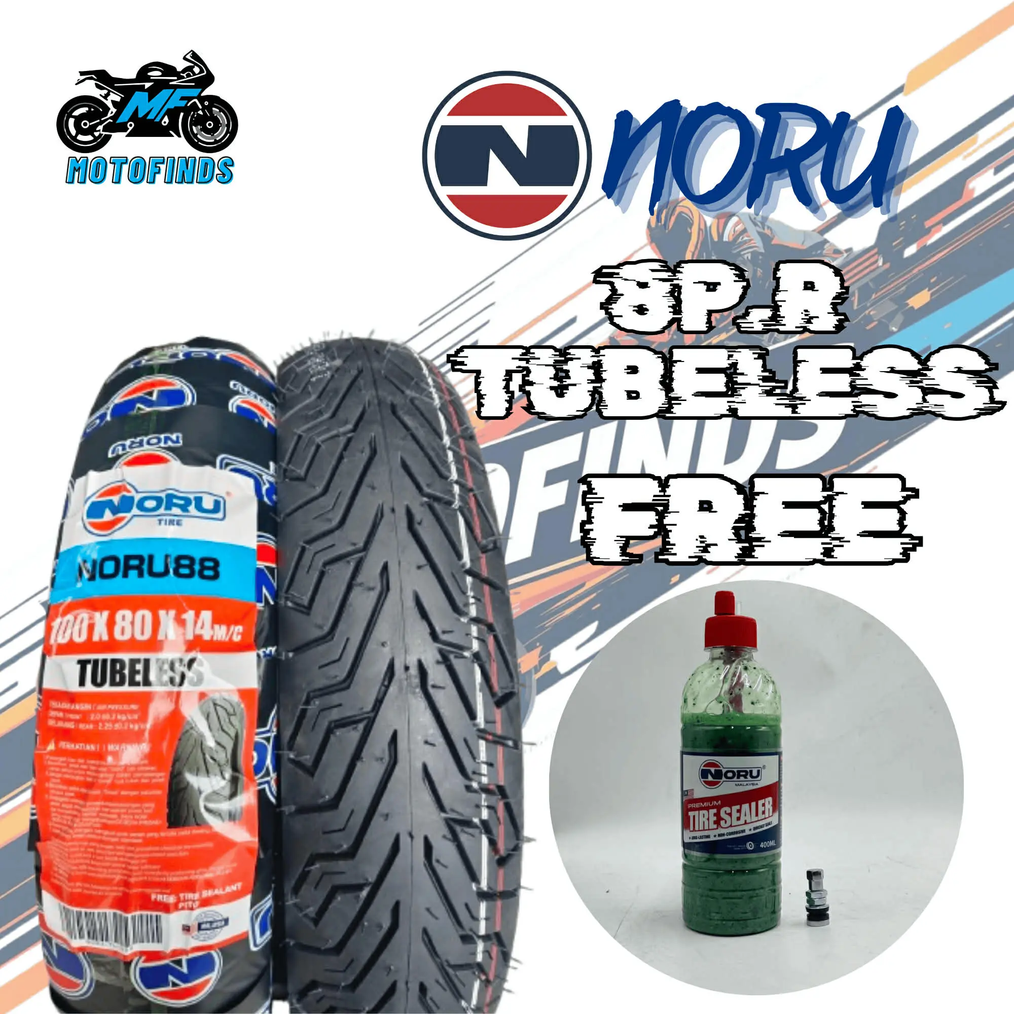 23% OFF NORU TIRE 8P.R TUBELESS MOTOR TUBELESS 8P.R  ALL SIZE X10 X12 X13 X14 X17 (FREE SEALANT400ML+PITO)