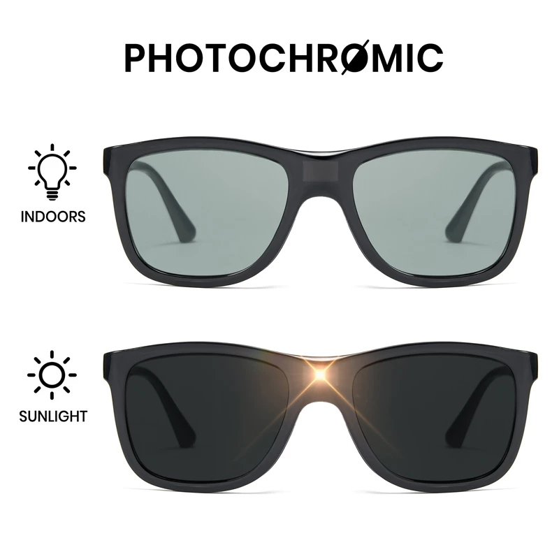 54% OFF Cyxus Retro PhotoChromic Polarized UV400 Sunglasses Square Frame TR90 Glasses Outdoor Camping Eyewear for Men Style P1300