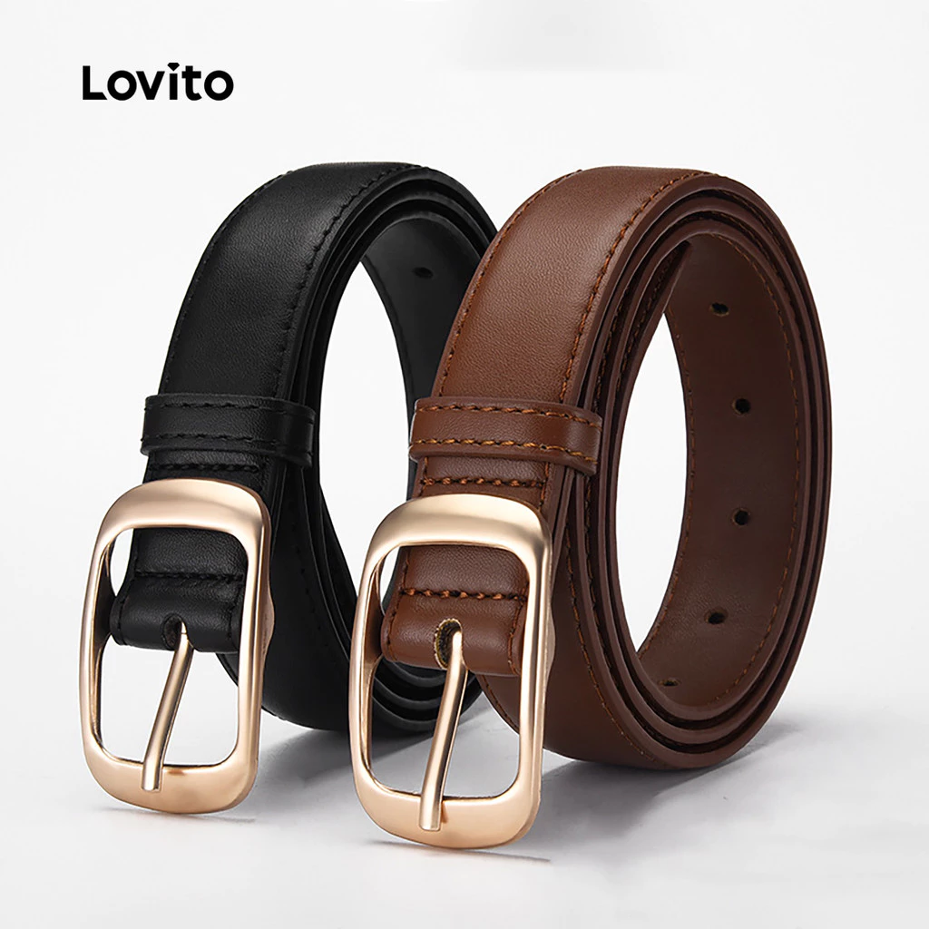 34% OFF Lovito Women Casual Belt Korean Metal All Seasons Black Belt LFA83217