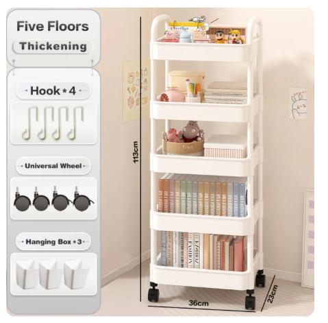 83% OFF DecorX Multi Layer Trolley Cart Organizer Storage Rack Stroller Storage Shelf Rack Kitchen Floor Bedroom Multi-Level Baby Snacks Mobile Bathroom Bathroom Storage Rack
