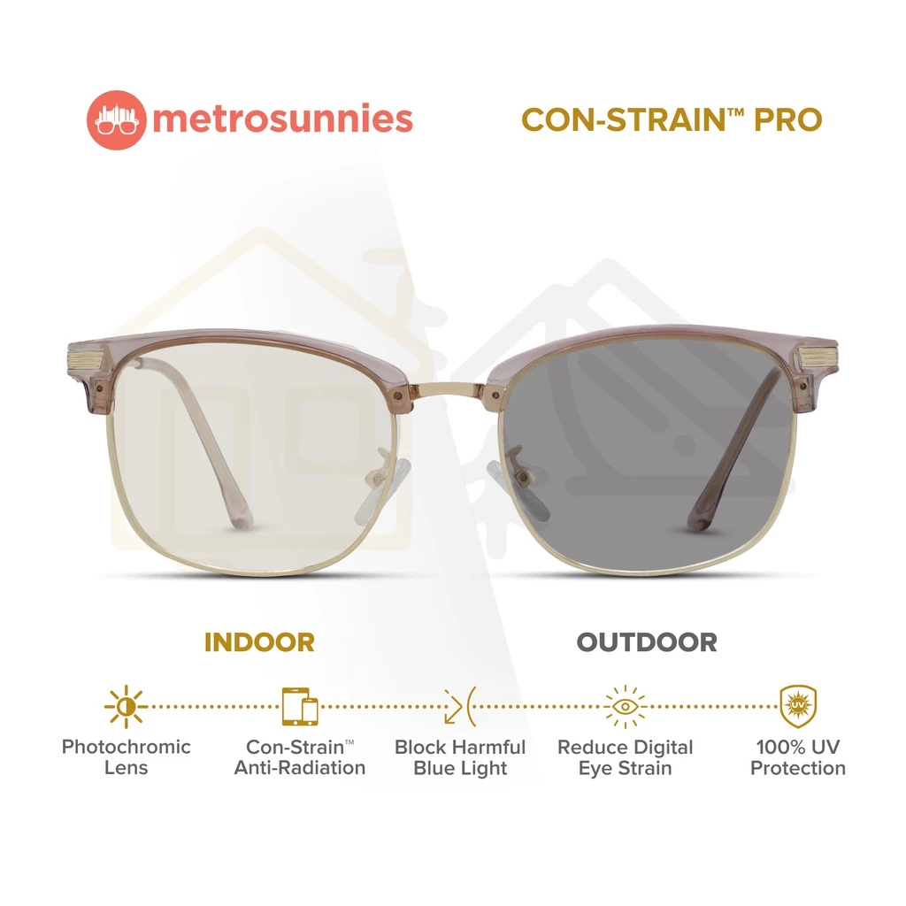 33% OFF MetroSunnies Art (Champagne) / Con-Strain PRO Photochromic Blue Light / UV400 / Anti-Radiation