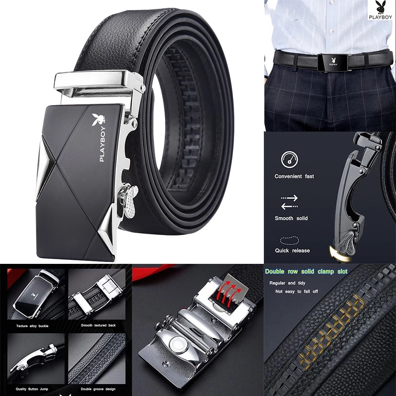 58% OFF PLAYBOY men's belt high-end business men leather Automatic Buckle Casual Belt
