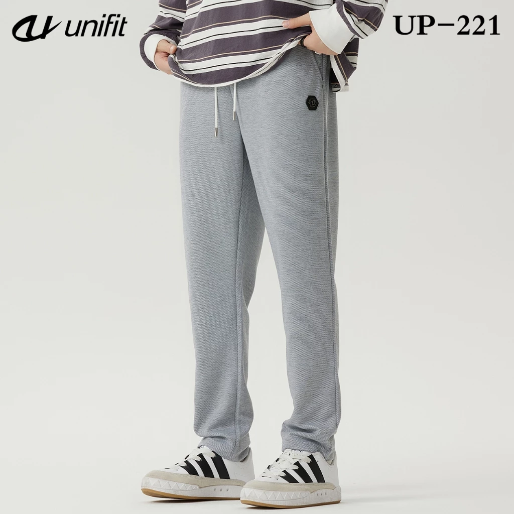 50% OFF UNIFIT Mini Waffle Jogging Pants Men with Pockets Drawstring Straight Cut Plain Trouser Pants UP-221