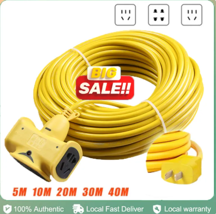 50% OFF 5M-40M Extension Cord Socket With Cable Extra-long Plug-in Strip For Electric Vehicles And Household Appliances (Yellow)#CP