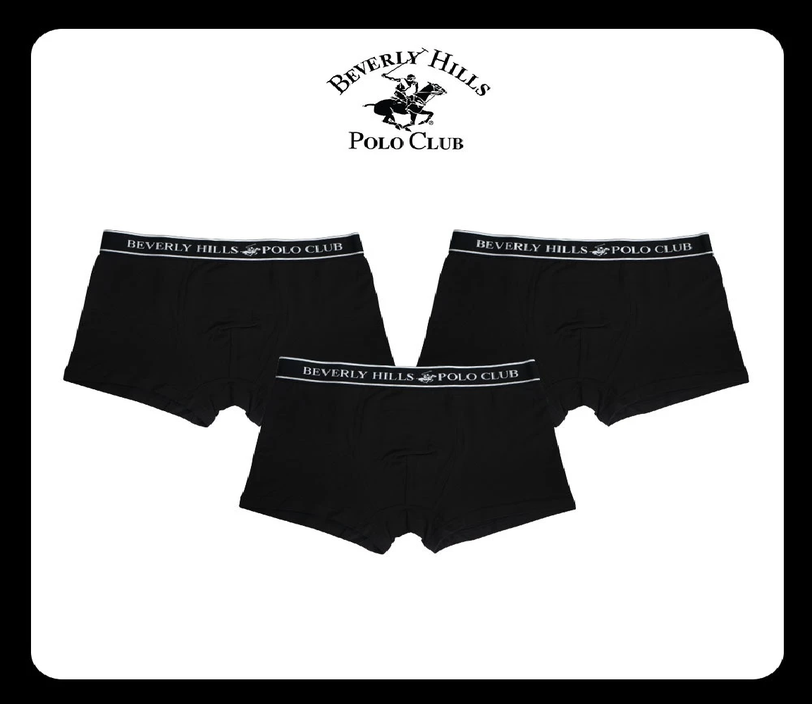 40% OFF Beverly Hills Polo Club Cotton Mens Underwear Boxer Briefs for Men 3 Pack (BLK/BLK/BLK)