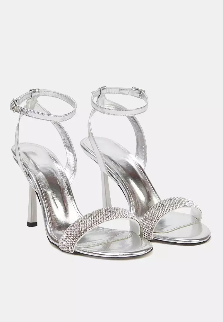 84% OFF Silver Stone Almond Toe Women's Evening Dress Thin Heeled Sandals Takss25To00049