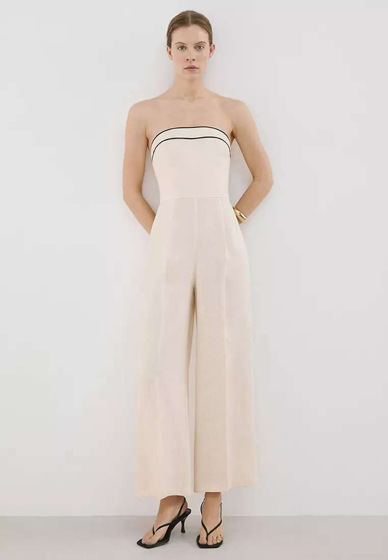 62% OFF Mango Linen Bandeau Jumpsuit