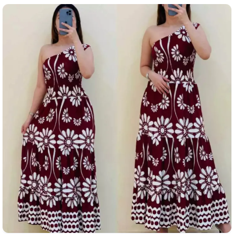 29% OFF D&C. Lucky Girl one shoulder smocking top maxi dress