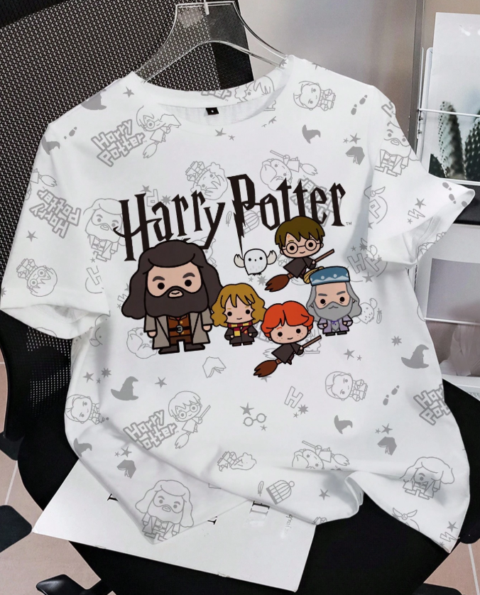 15% OFF HARRY POTTER X SHEIN Women's Casual Cute Cartoon & Letter Graphic Short Sleeve T-Shirt, Summer