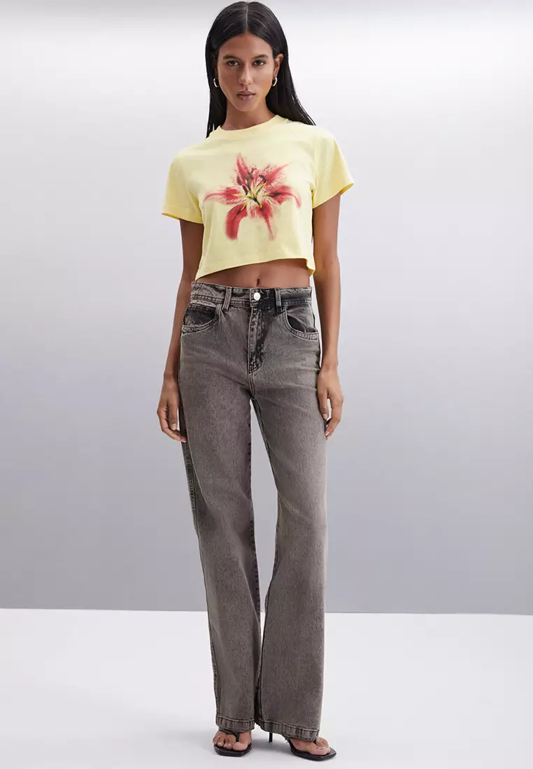 15% OFF GRIMELANGE Ignacio Graphic Crop T-Shirt