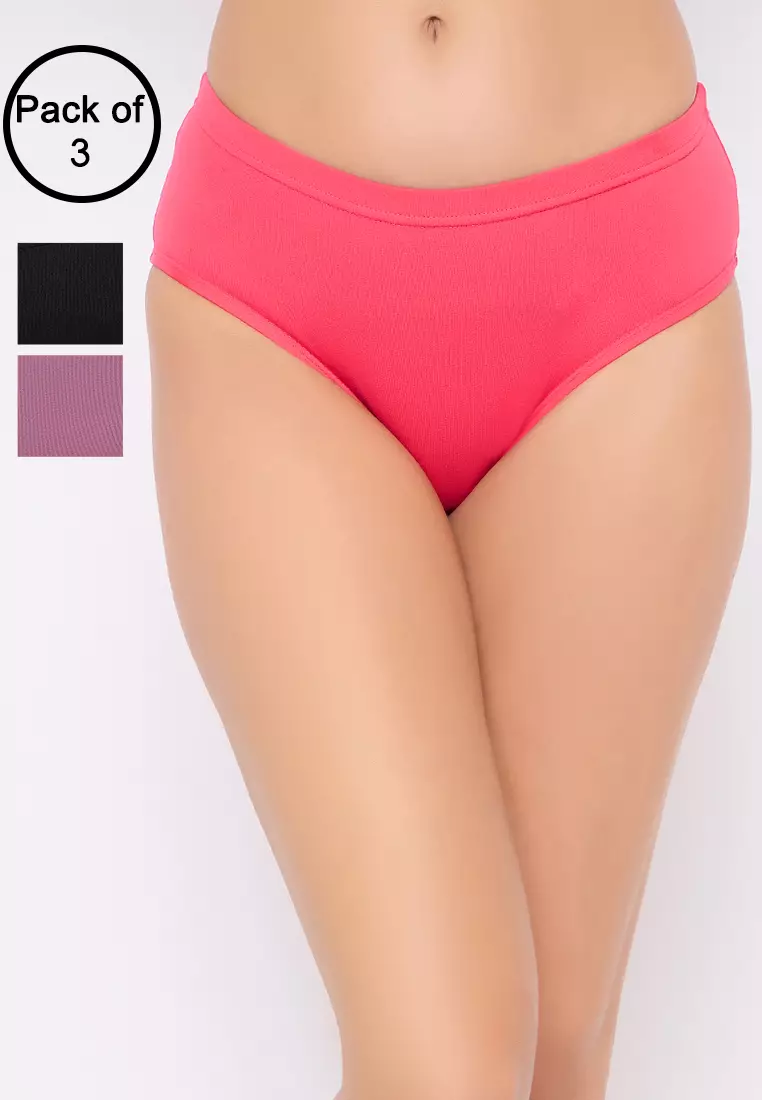 72% OFF Clovia Pack of 3 Mid-Waist Inner Elastic Hipsters Panties - Cotton