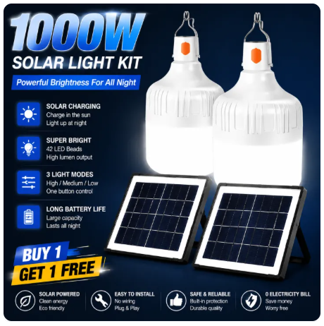 83% OFF JUMBO Solar LED Bulb (BUY 1 TAKE 1) 400W/600W/800W/1000W Solar bulb solar outdoor light stall camping emergency power outage solar light outdoor waterproof