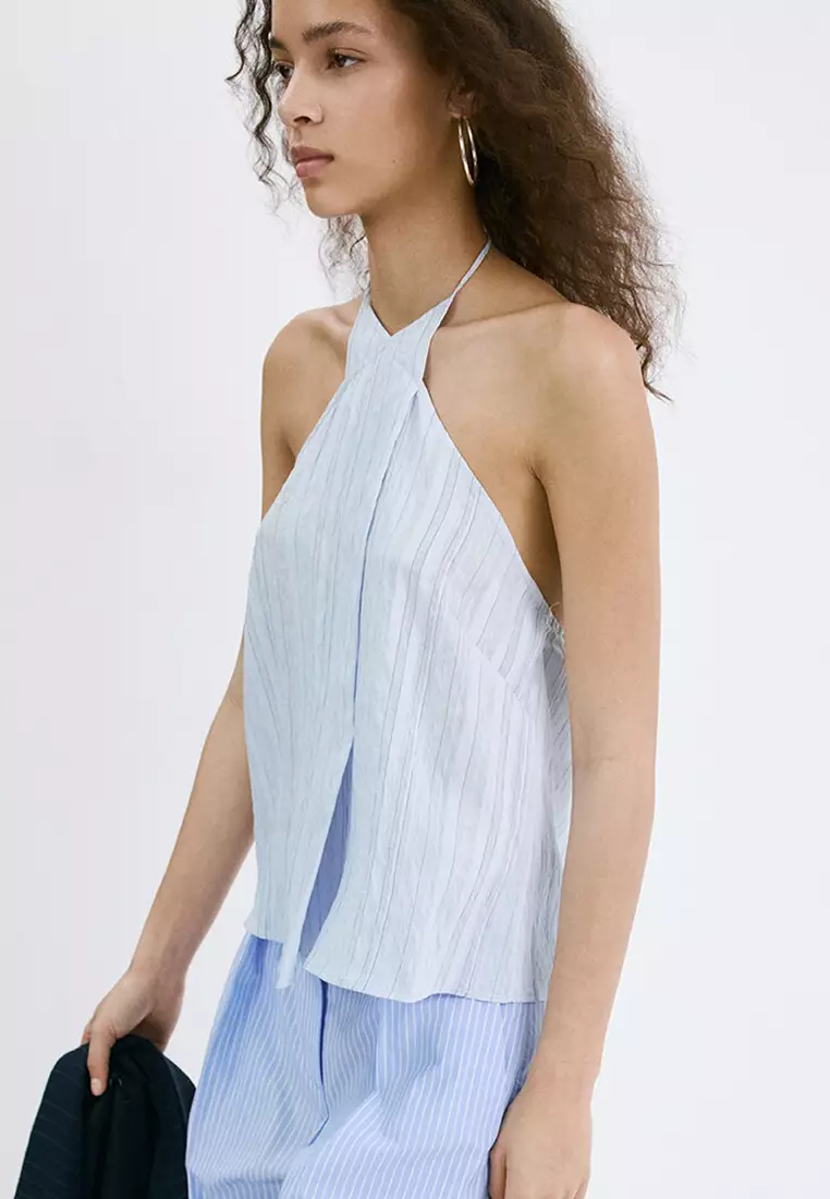 71% OFF Striped Crossover Top
