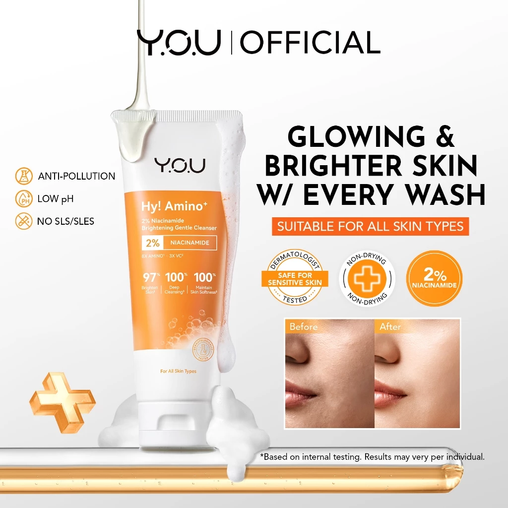 50% OFF Y.O.U Hy! Amino+ 2% Niacinamide Brightening Gel Cleanser 100g | Glowing and Brighter