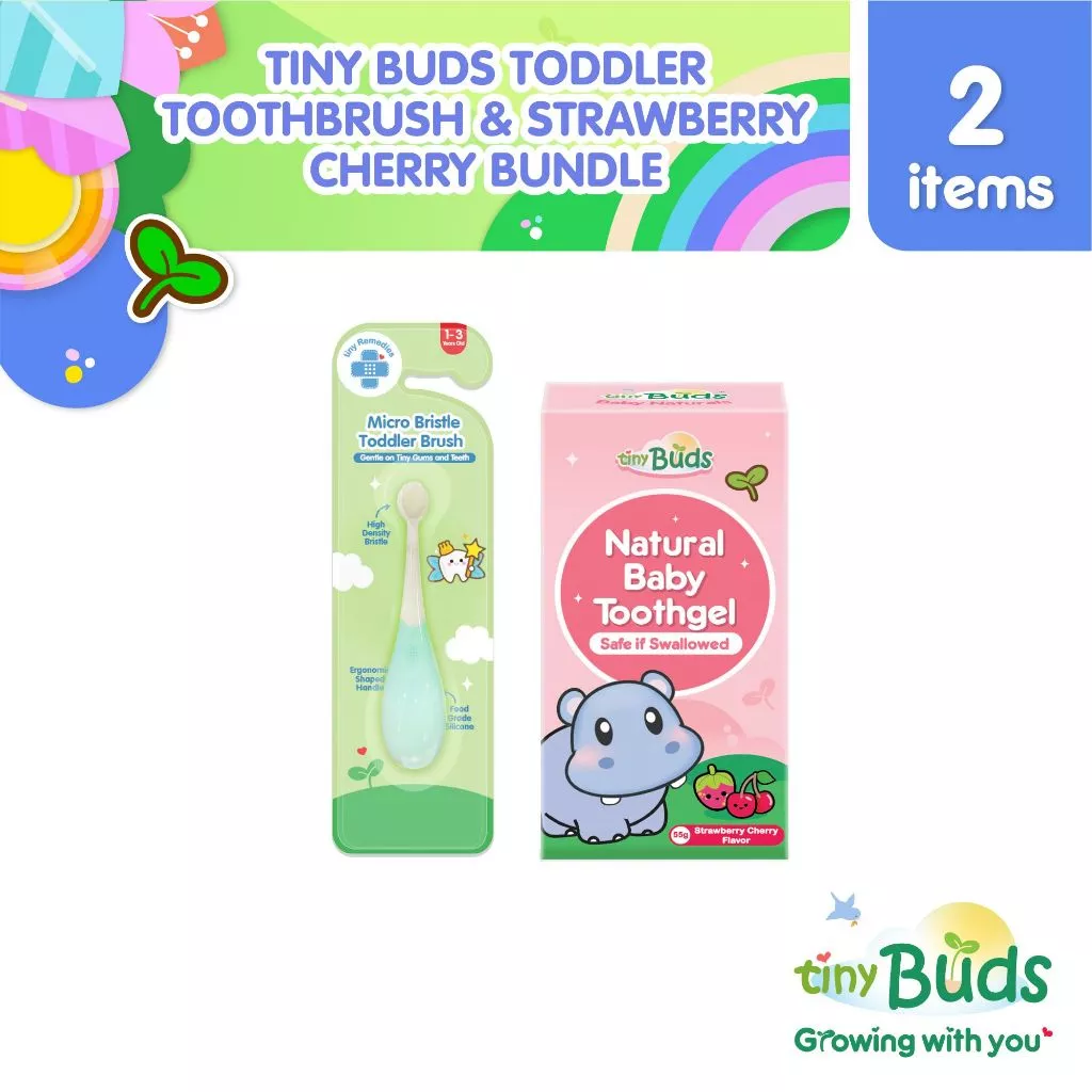 29% OFF Tiny Buds Micro Bristle Toddler Brush and Baby Toothgel Strawberry Cherry Bundle