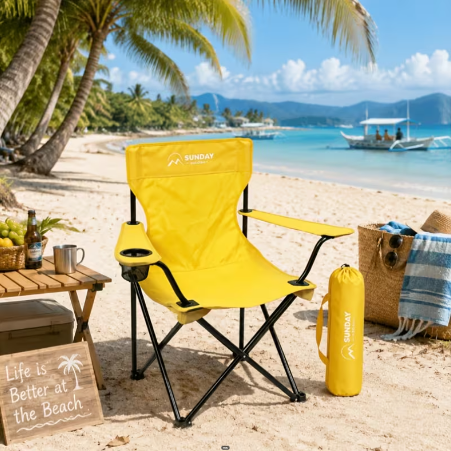 30% OFF Sunday Outdoor Foldable Portable Camping Chair for Adults, Supports 275Lbs And Includes Storage Bag