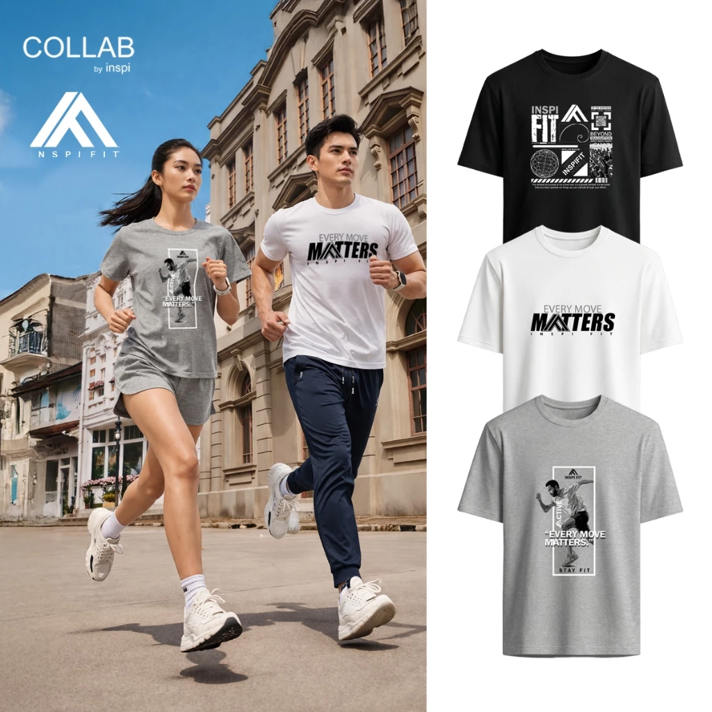 49% OFF COLLAB by Inspi FIT Printed Tshirt for Men and Woman Round Neck Minimalist Graphic Tops Unisex
