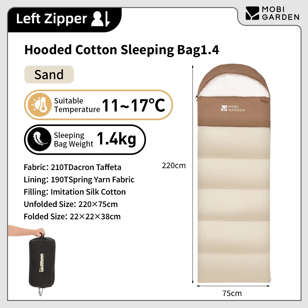71% OFF MOBI GARDEN Camping Sleeping Bag Envelope Portable Travel Outdoor Hiking Office 1.0KG/1.4KG