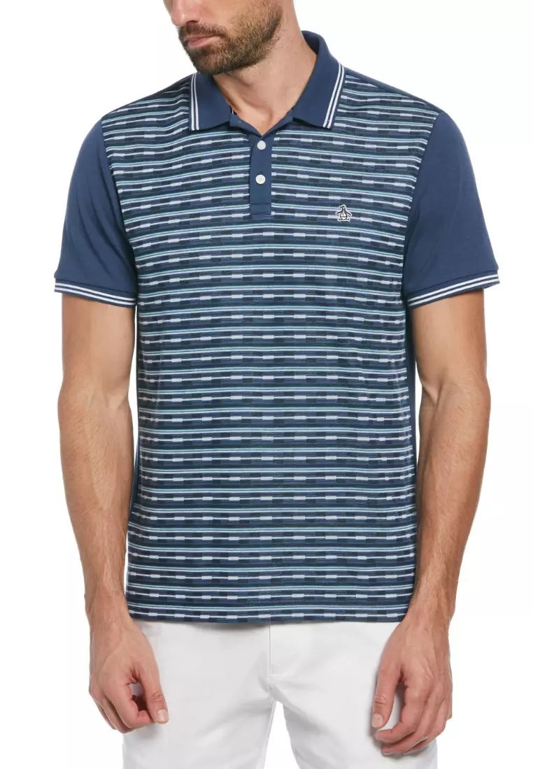 50% OFF Jacquard Geo Front Short Sleeve Polo Shirt