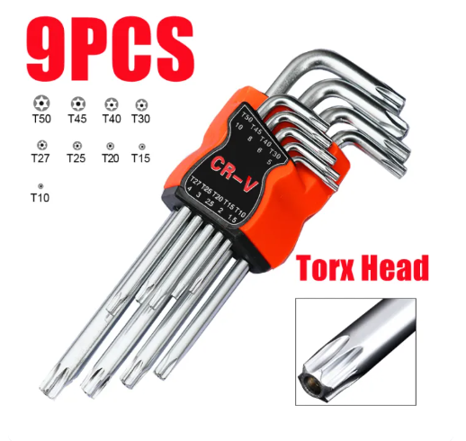 27% OFF 9 PCS Hex Key Wrench Set Hex Key Allen Wrench Set Allen Key L Handle Ball Head Long Arm CR-V Hex Key Allen Wrench Spanner Wrenches Set Repair Hand Tools Kit Muliti-purpose Tool For Car Automobile Motorcycle Bicycle Multifunctional Set Repair Devic
