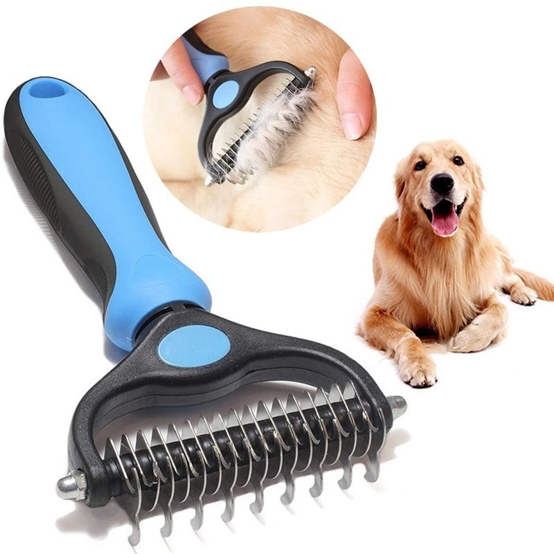 29% OFF New Pets Fur Knot Cutter Dog Grooming Shedding Tools Pet Cat Hair Removal Comb Brush Double Sided Pe