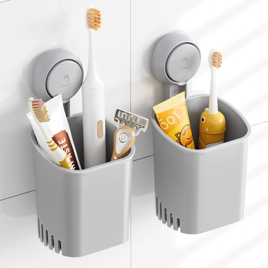 43% OFF TAILI 2 Pack Suction Toothbrush Holder Wall Mounted Self-draining Toothpaste/Toothbrush/Razor Holder