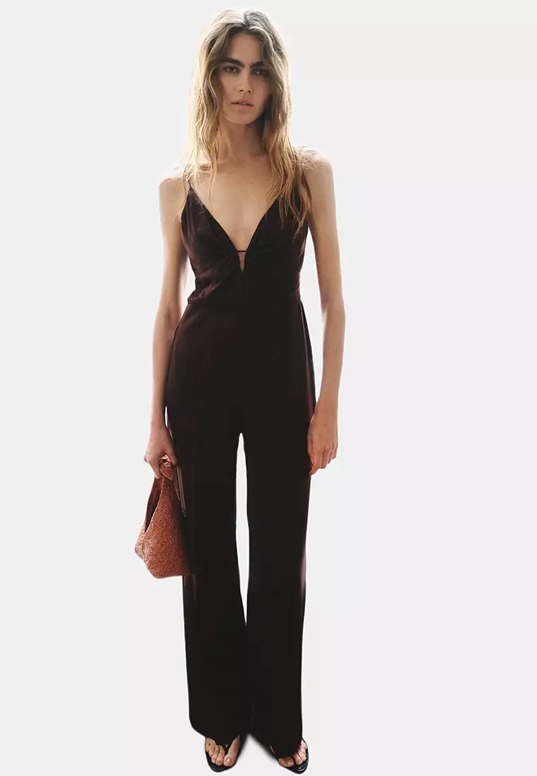 70% OFF Long Jumpsuit with V-Neck