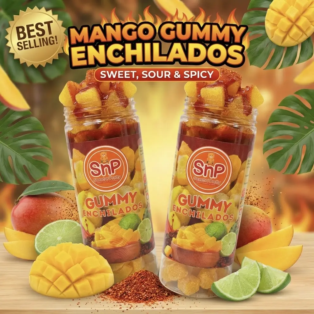 36% OFF MANGO ENCHILADOS - GUMMY WITH AUTHENTIC MEXICAN TAJIN AND CHAMOY - Sweet, Sour and Spicy
