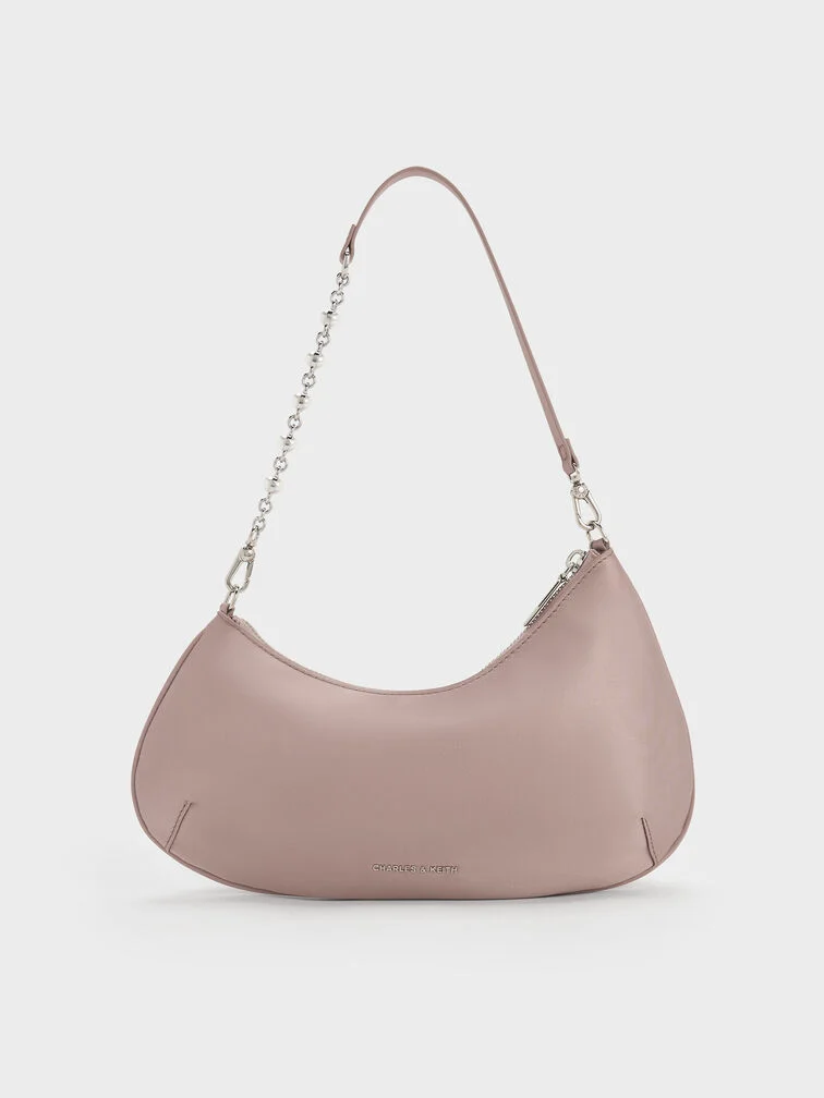 30% OFF Dion Satin Chain-Handle Asymmetric Shoulder Bag - Blushed Mauve