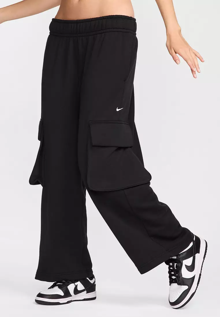 63% OFF Nike Low-Rise Oversized Open-Hem French Terry Trousers
