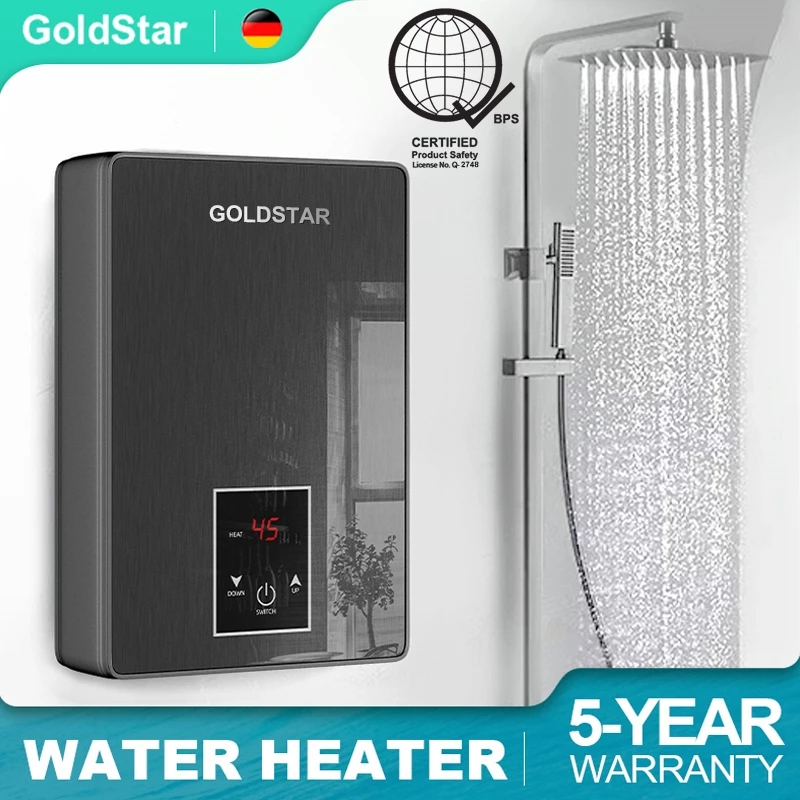68% OFF Gold Star Instant Water Heater Shower Electric LCD Touchscreen With Self-modulating 6500W