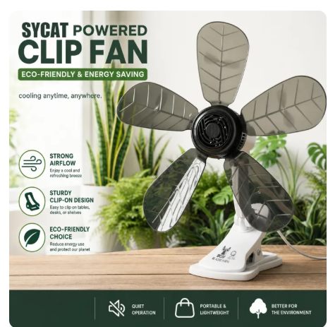 45% OFF SYCAT 5 Blade Clip Fan Adjustable Portable Desk Clip Fan Electric Fan W/ Clip, Clover Fan Anti-Heat Clip Electric Fan