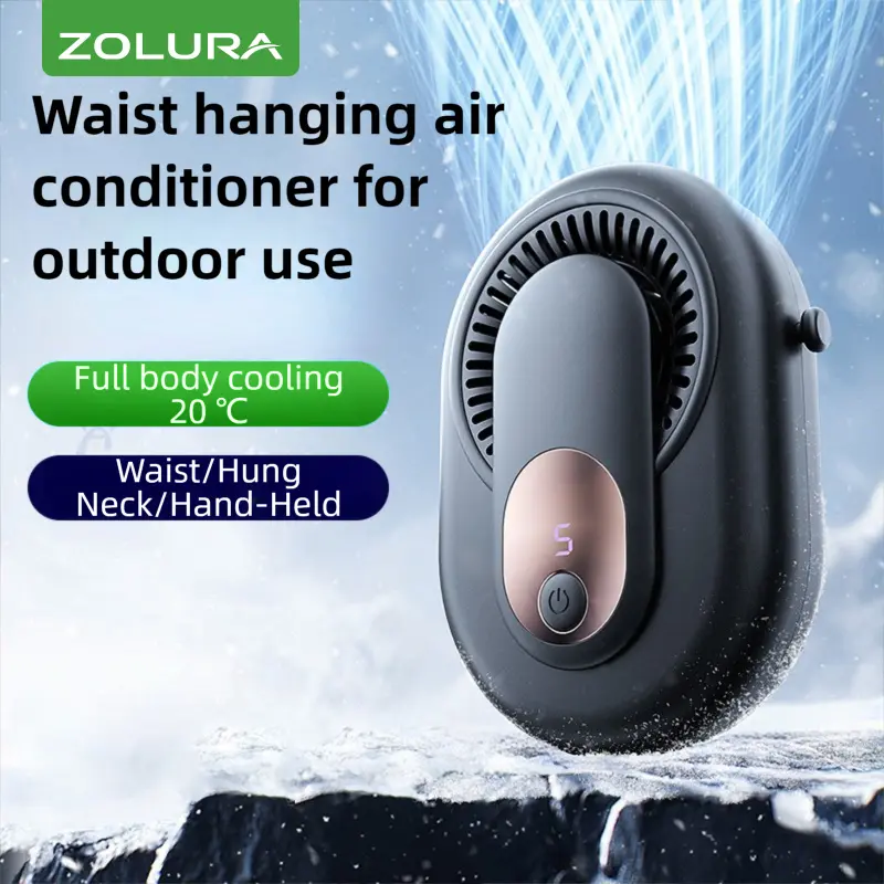 67% OFF ZOLURA  Y10  portable waist-hanging fan 5000mAh rechargeable 5-speed strong wind fan can be hung on the waist or neck Portable small waist-hanging fan for school