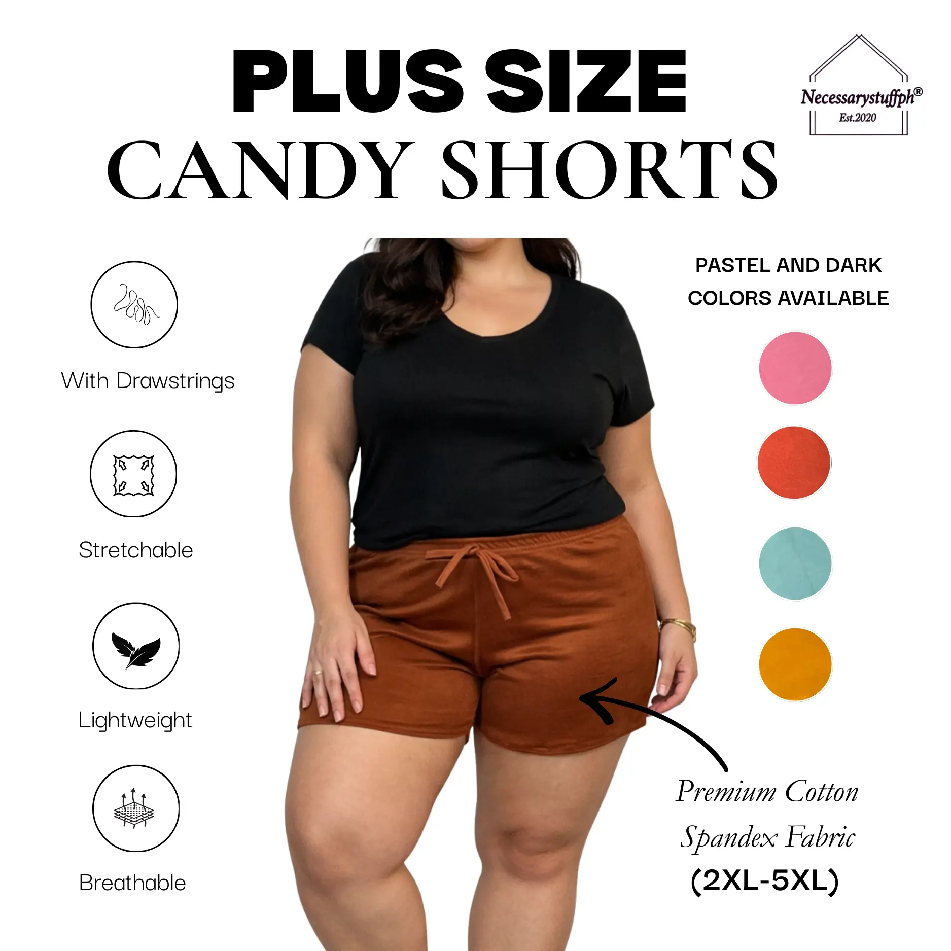 14% OFF Necessary Plus Size Pambahay Candy Shorts (fits up to 2XL-5XL) Cotton Spandex Fabric - Womenswear